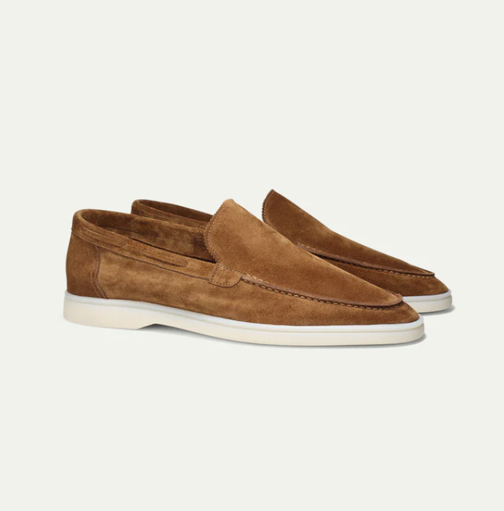 Loafers - Slipper- Leder- Wildleder Loafer- Herrenschuhe-Hellbraun-36-Chaps Herrenmode