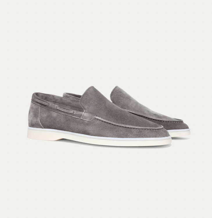 Loafers - Slipper- Leder- Wildleder Loafer- Herrenschuhe-Hellgrau-36-Chaps Herrenmode