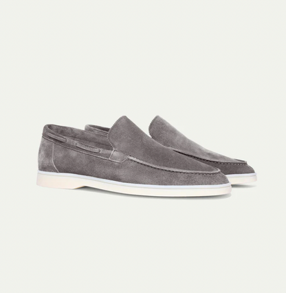 Loafers - Slipper- Leder- Wildleder Loafer- Herrenschuhe-Hellgrau-36-Chaps Herrenmode