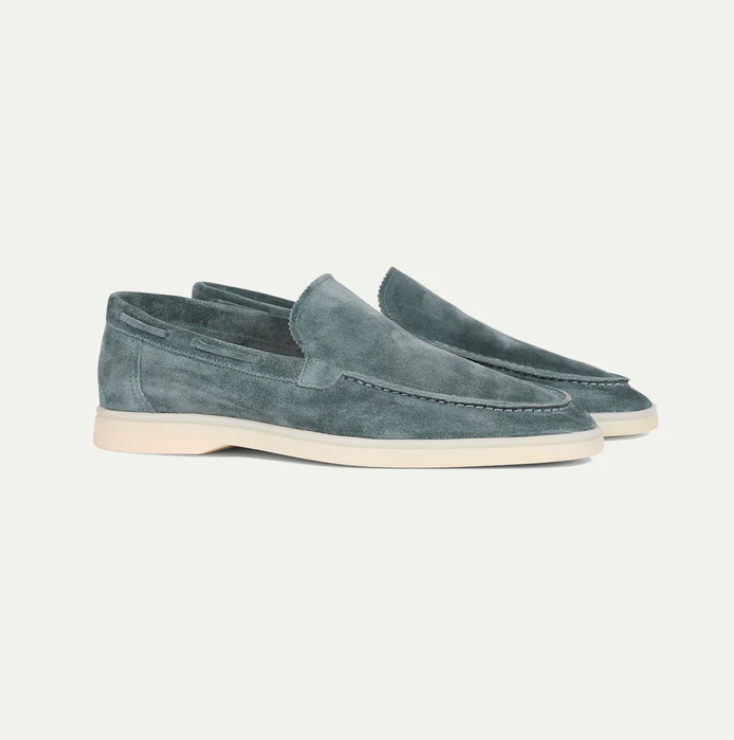 Loafers - Slipper- Leder- Wildleder Loafer- Herrenschuhe-Helltürkis-36-Chaps Herrenmode