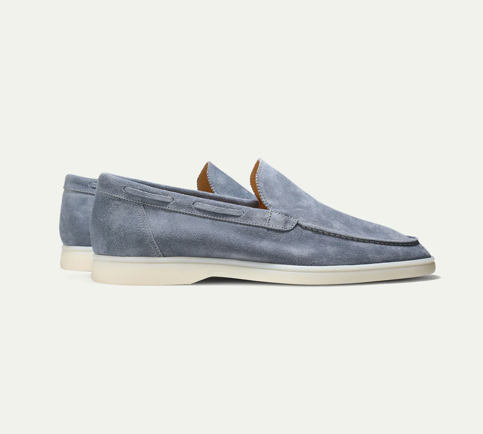 Loafers - Slipper- Leder- Wildleder Loafer- Herrenschuhe-Yachtblau-36-Chaps Herrenmode