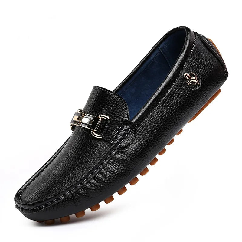 Leder Loafers Herren Rutschfest mit Metallschnalle - BerlinGlamour