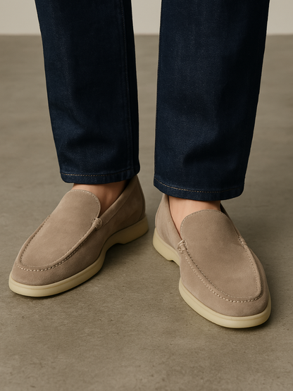 Echtes Leder Loafer Herren Schuhe Beige Elegant