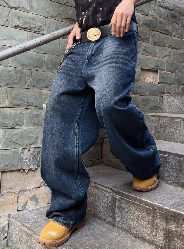 Lockere Passform Jeans | Gewaschen | Hip Hop | Baggy Jeans | Herrenjeans-Chaps Herrenmode