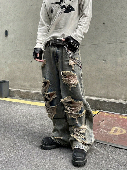 Lockere Passform Jeans | Gewaschen | Hip Hop | Baggy Jeans | Herrenjeans-Chaps Herrenmode