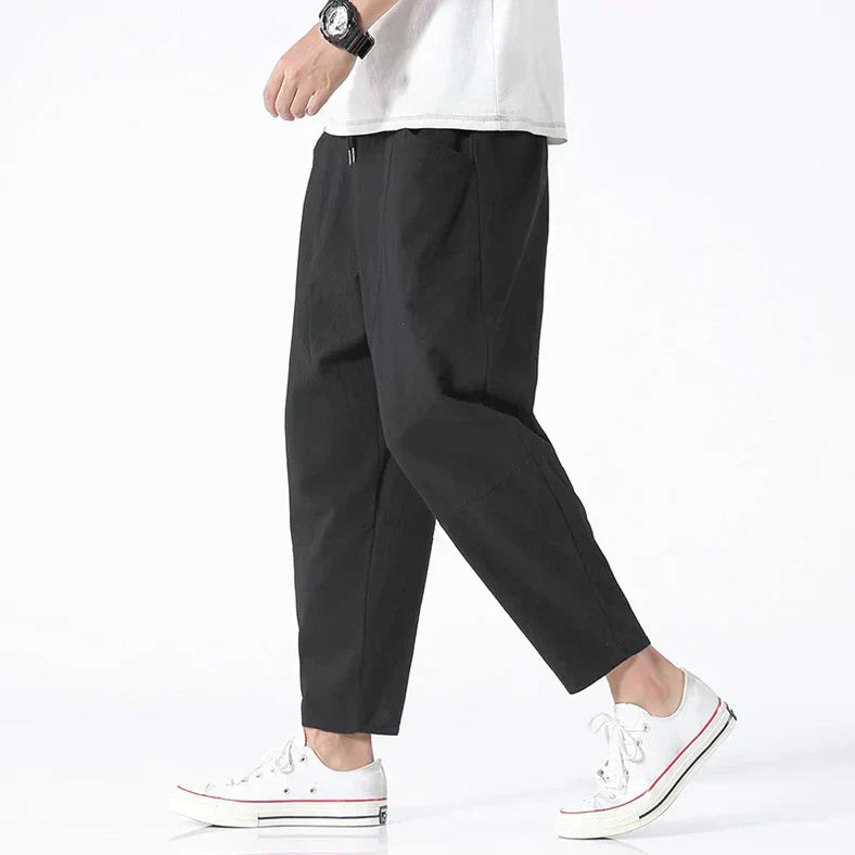 Lockere Passform – Lässige, knöchellange Baggy-Hose für Männer-Schwarz-M-Chaps Herrenmode