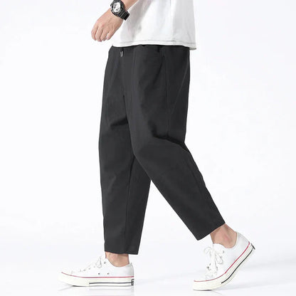 Lockere Passform – Lässige, knöchellange Baggy-Hose für Männer-Schwarz-M-Chaps Herrenmode