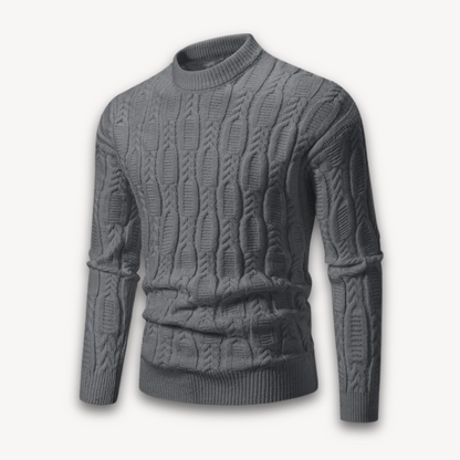 Loravelle Herren-Pullover mit Zopfmuster und Rundhalsausschnitt – weiche Baumwollmischung 0