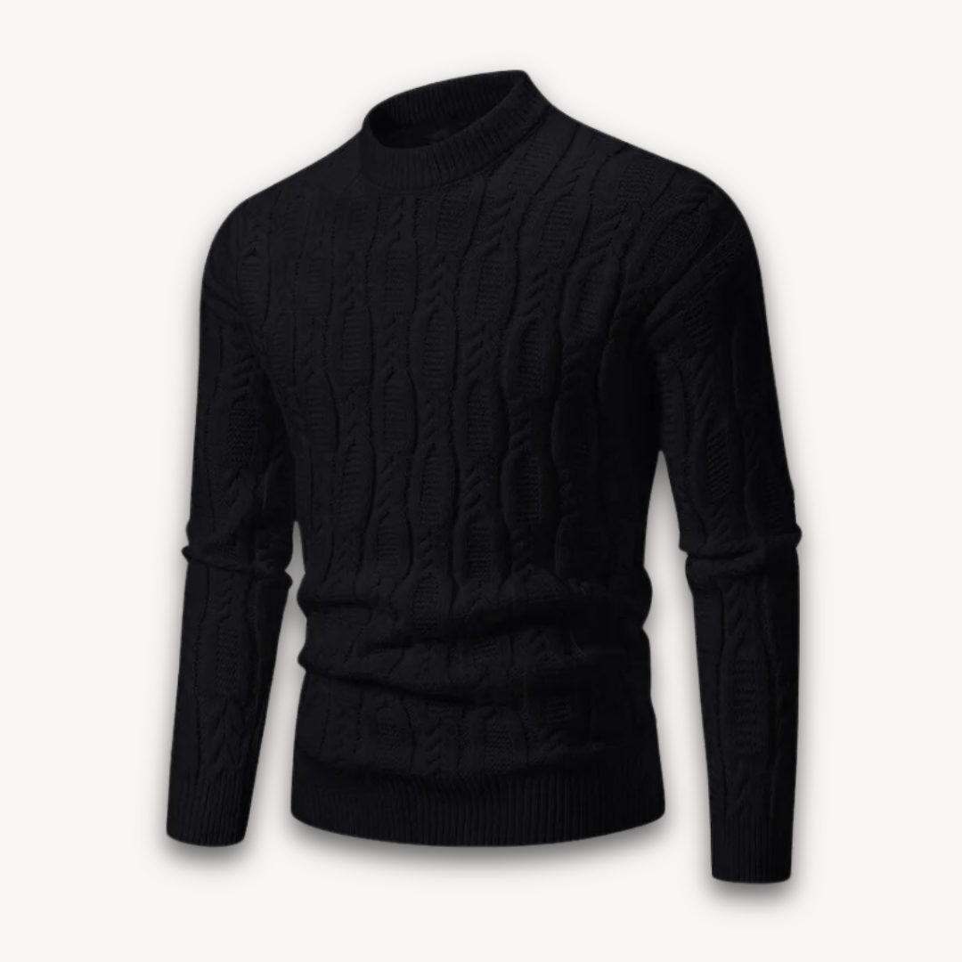 Loravelle Herren-Pullover mit Zopfmuster und Rundhalsausschnitt – weiche Baumwollmischung 3
