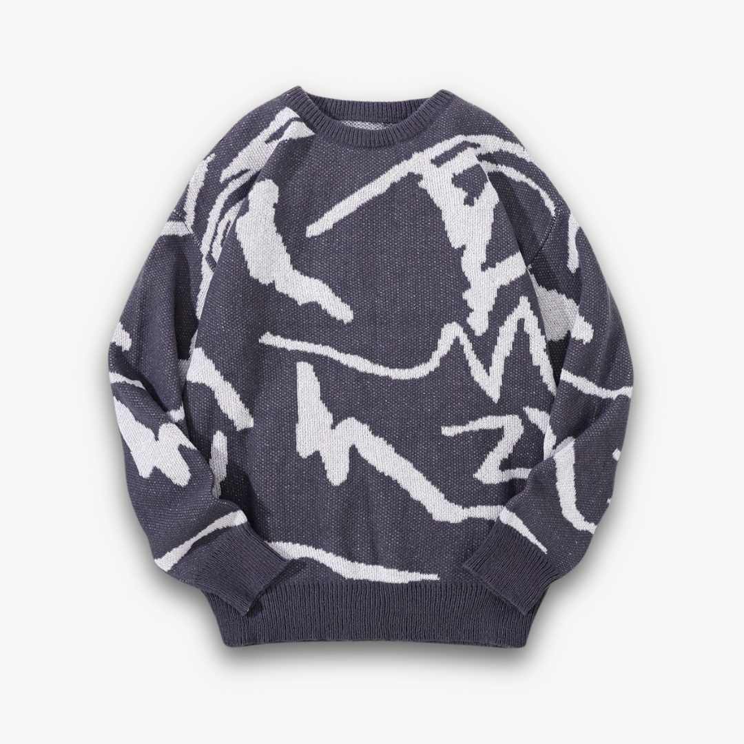 Loravelle | Abstrakter Strickpullover für Herren – Baumwolle, lässige Streetwear 0