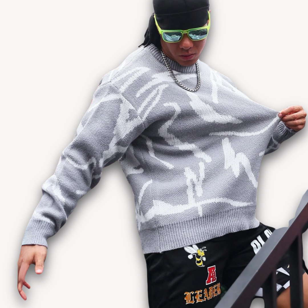 Loravelle | Abstrakter Strickpullover für Herren – Baumwolle, lässige Streetwear 5