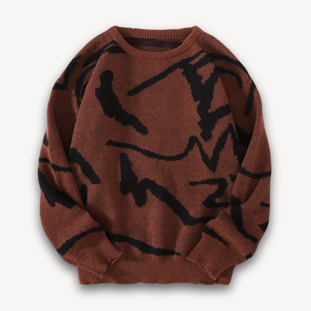 Loravelle | Abstrakter Strickpullover für Herren – Baumwolle, lässige Streetwear 9