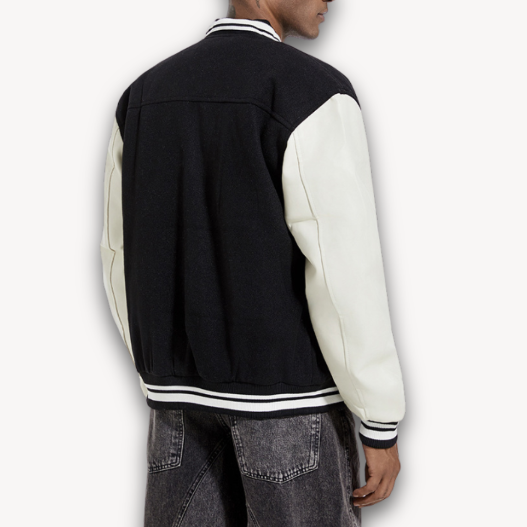 Loravelle | Collegejacke für Herren – Körper aus Wollmischung mit Ärmeln aus Kunstleder – Klassischer Letterman-Stil 2