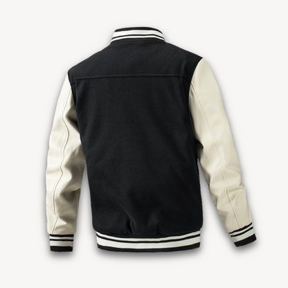 Loravelle | Collegejacke für Herren – Körper aus Wollmischung mit Ärmeln aus Kunstleder – Klassischer Letterman-Stil 3