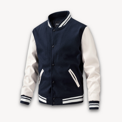Loravelle | Collegejacke für Herren – Körper aus Wollmischung mit Ärmeln aus Kunstleder – Klassischer Letterman-Stil 4