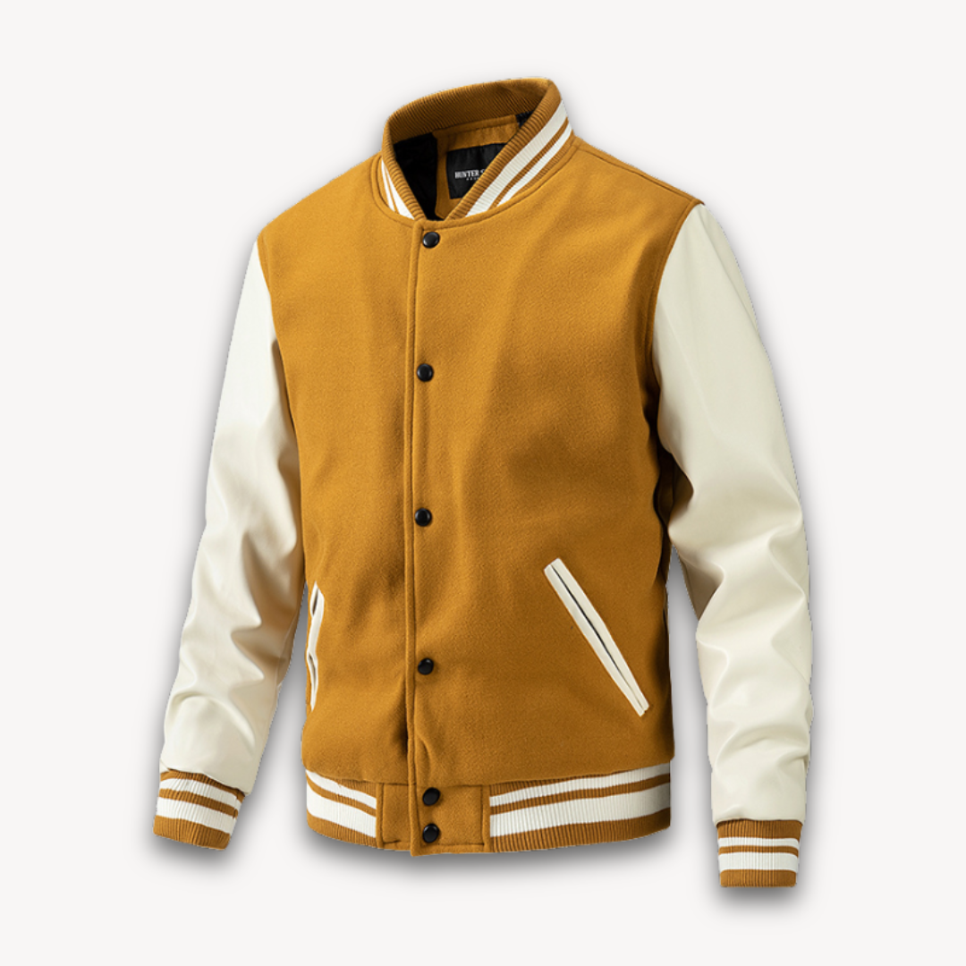 Loravelle | Collegejacke für Herren – Körper aus Wollmischung mit Ärmeln aus Kunstleder – Klassischer Letterman-Stil 5
