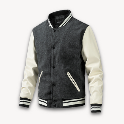 Loravelle | Collegejacke für Herren – Körper aus Wollmischung mit Ärmeln aus Kunstleder – Klassischer Letterman-Stil 7
