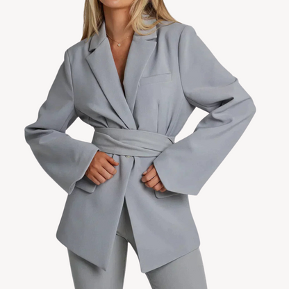 Loravelle | Damen Blazer mit Gürtel – Elegante Anzugjacke 2