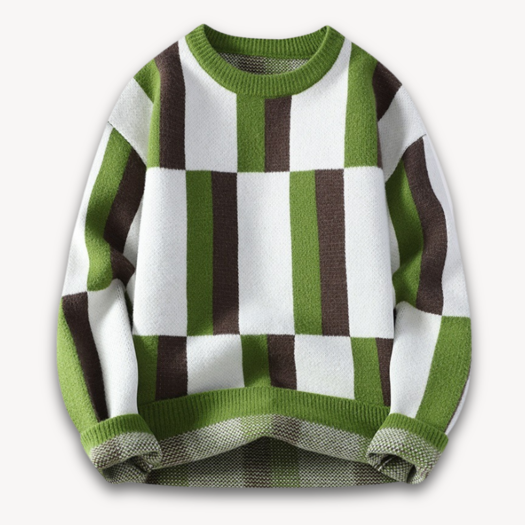 Loravelle | Geometrischer Strickpullover für Herren – Weiche Acrylmischung, Rundhalsausschnitt, Langarm 1