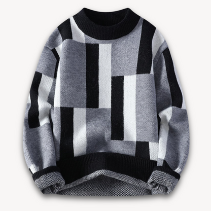 Loravelle | Geometrischer Strickpullover für Herren – Weiche Acrylmischung, Rundhalsausschnitt, Langarm 2