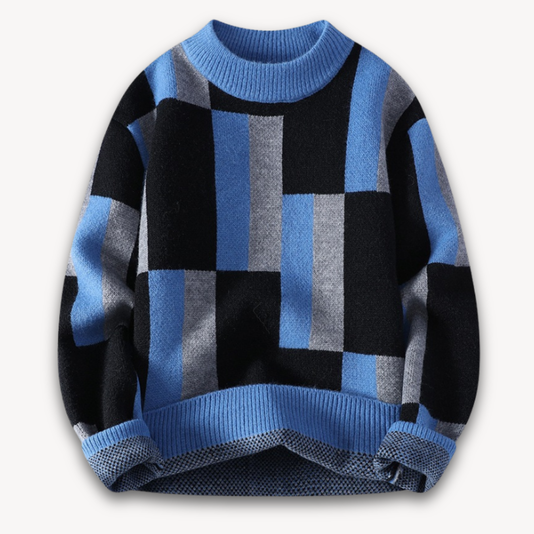 Loravelle | Geometrischer Strickpullover für Herren – Weiche Acrylmischung, Rundhalsausschnitt, Langarm 3