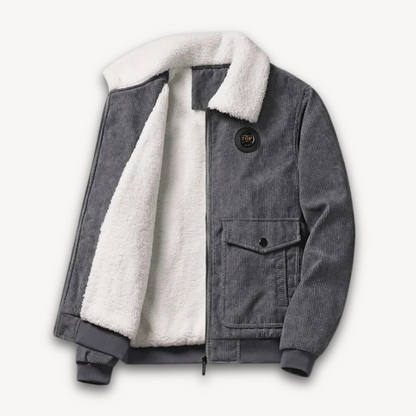 Loravelle | Herren-Cordjacke mit Sherpa-Futter – Lässiger, warmer Wintermantel mit Fleecekragen 0
