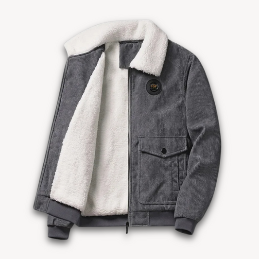 Loravelle | Herren-Cordjacke mit Sherpa-Futter – Lässiger, warmer Wintermantel mit Fleecekragen 0