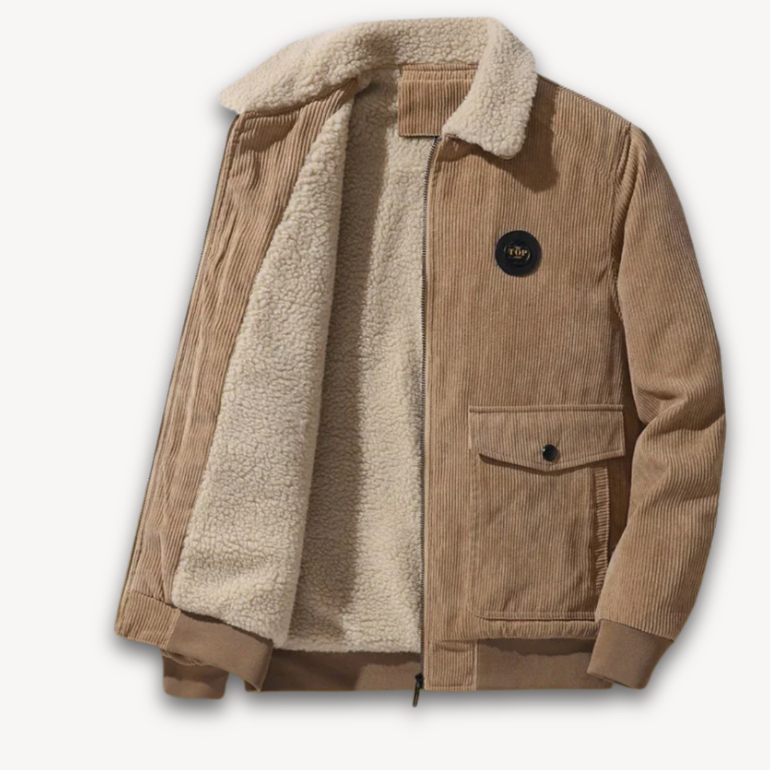 Loravelle | Herren-Cordjacke mit Sherpa-Futter – Lässiger, warmer Wintermantel mit Fleecekragen 2