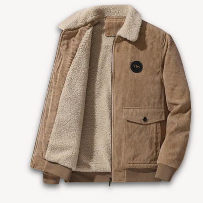 Loravelle | Herren-Cordjacke mit Sherpa-Futter – Lässiger, warmer Wintermantel mit Fleecekragen 2