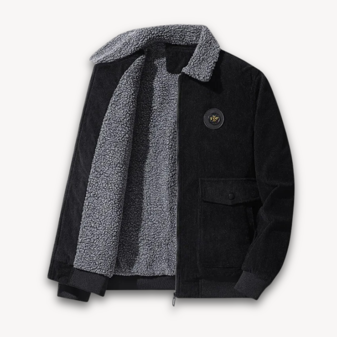 Loravelle | Herren-Cordjacke mit Sherpa-Futter – Lässiger, warmer Wintermantel mit Fleecekragen 3