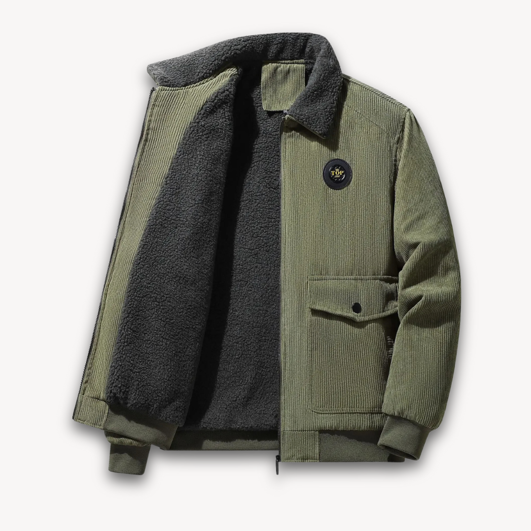 Loravelle | Herren-Cordjacke mit Sherpa-Futter – Lässiger, warmer Wintermantel mit Fleecekragen 4