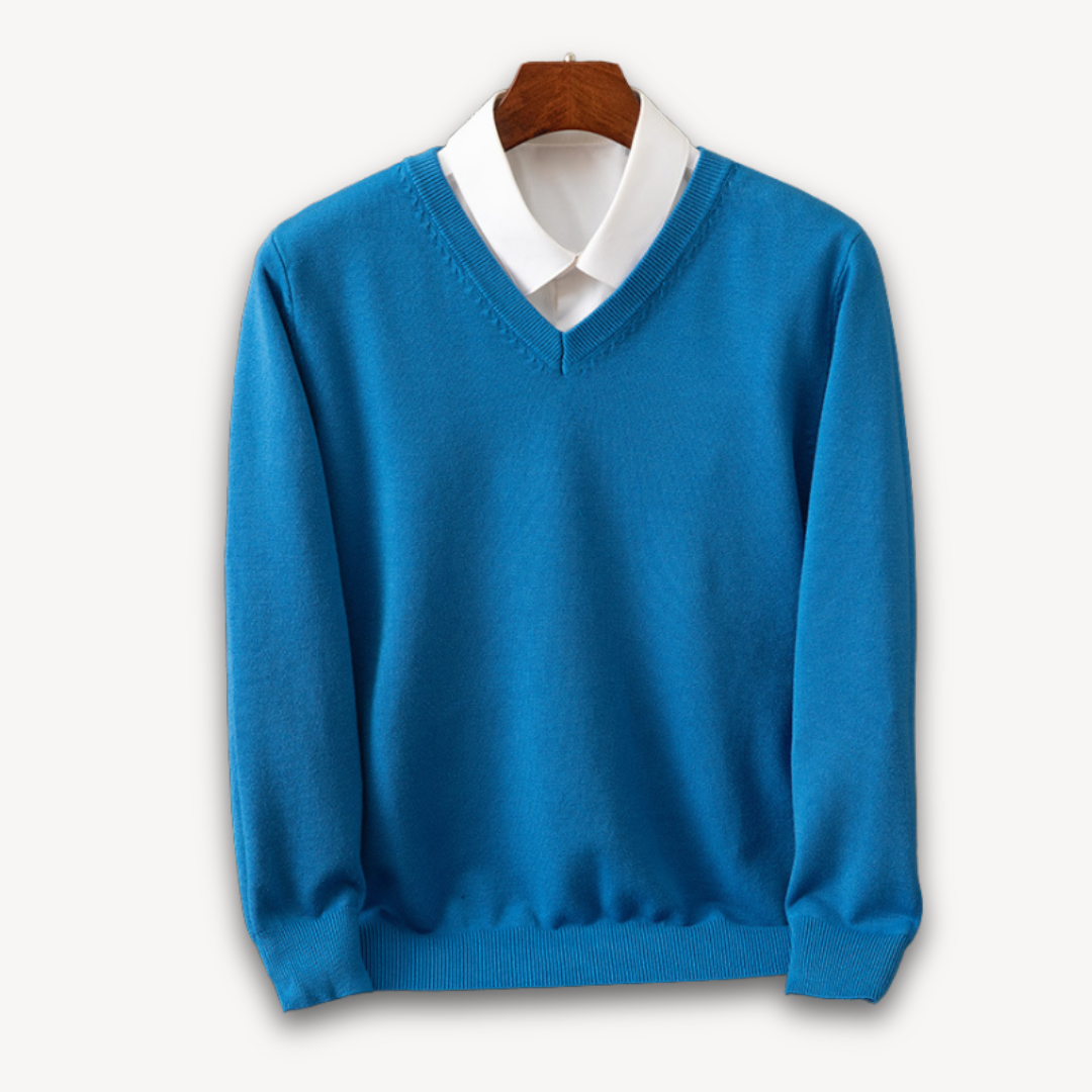 Loravelle | Herren-Kaschmirpullover mit V-Ausschnitt – Slim Fit – weich und leicht – Freizeit- und Abendkleidung – Kleidung für Erwachsene 1