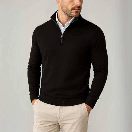 Loravelle | Herren-Pullover aus Baumwolle mit Viertelreißverschluss – Slim Fit – Freizeitkleidung 0