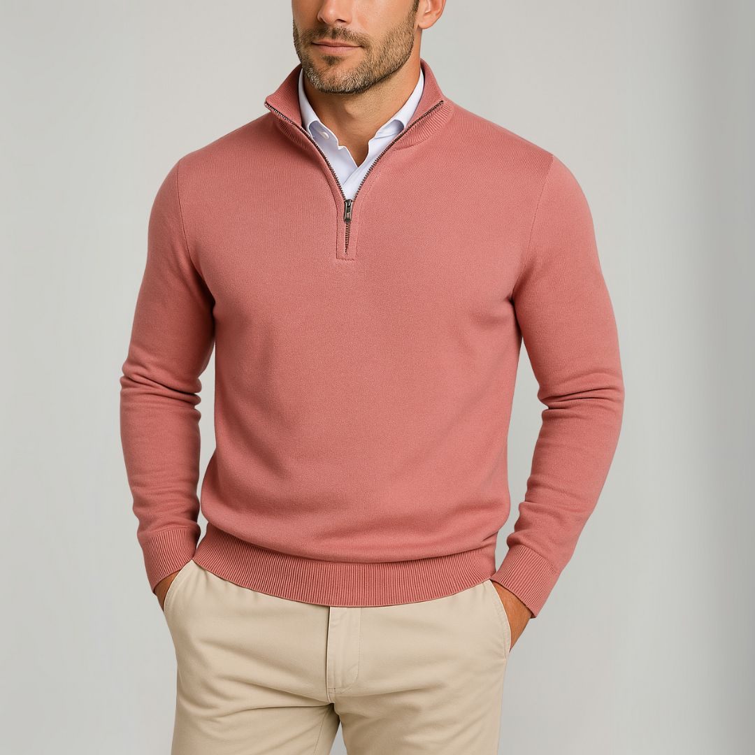 Loravelle | Herren-Pullover aus Baumwolle mit Viertelreißverschluss – Slim Fit – Freizeitkleidung 1