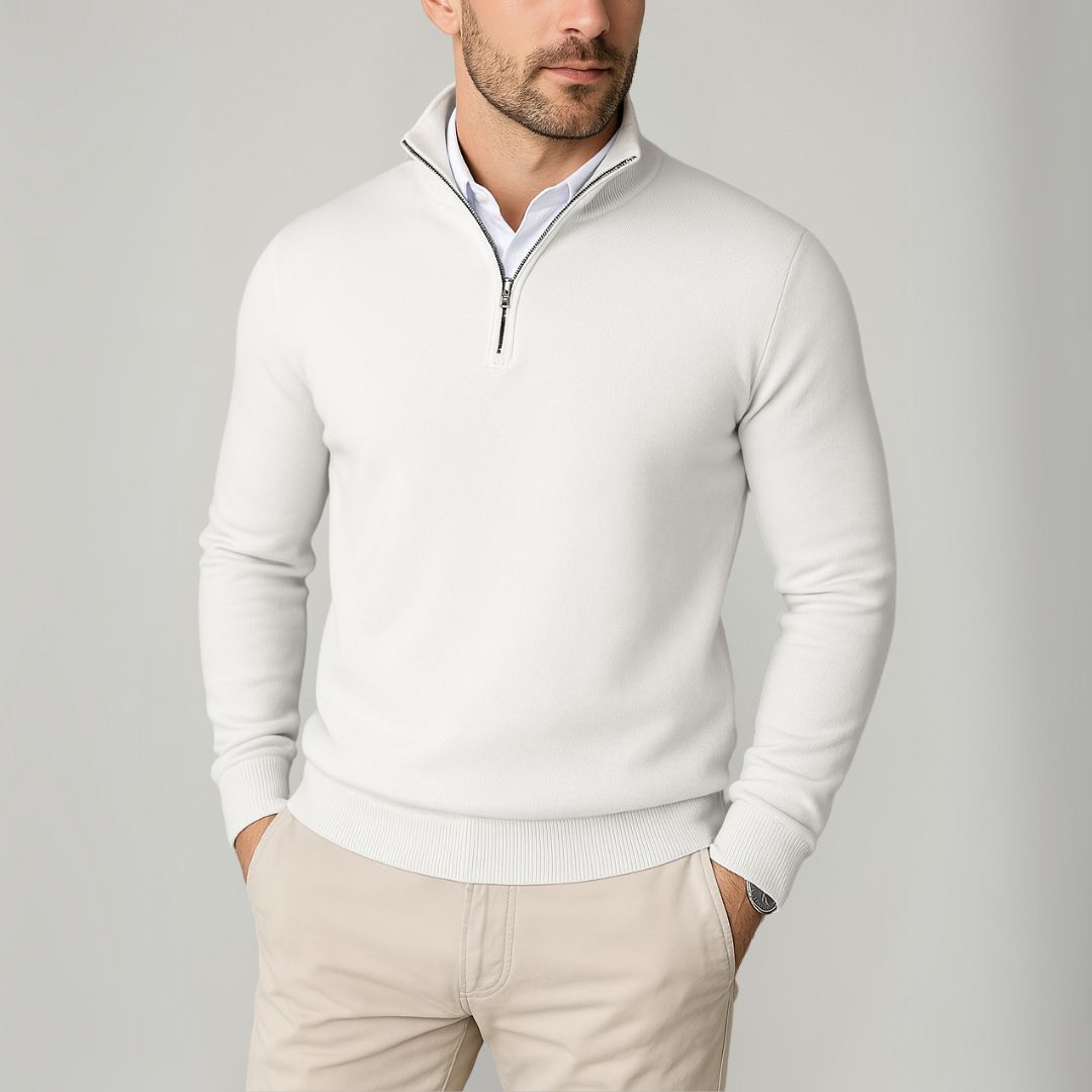 Loravelle | Herren-Pullover aus Baumwolle mit Viertelreißverschluss – Slim Fit – Freizeitkleidung 2