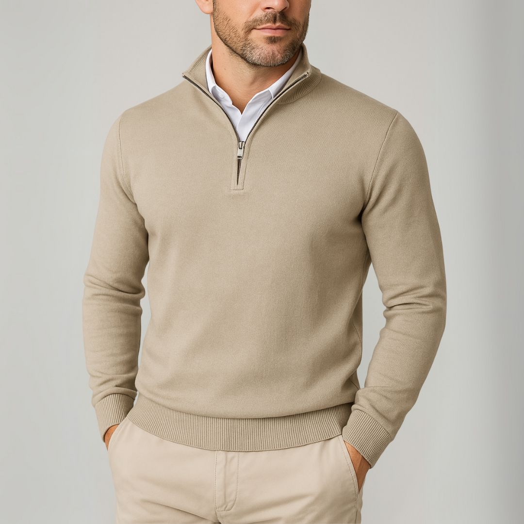 Loravelle | Herren-Pullover aus Baumwolle mit Viertelreißverschluss – Slim Fit – Freizeitkleidung 4