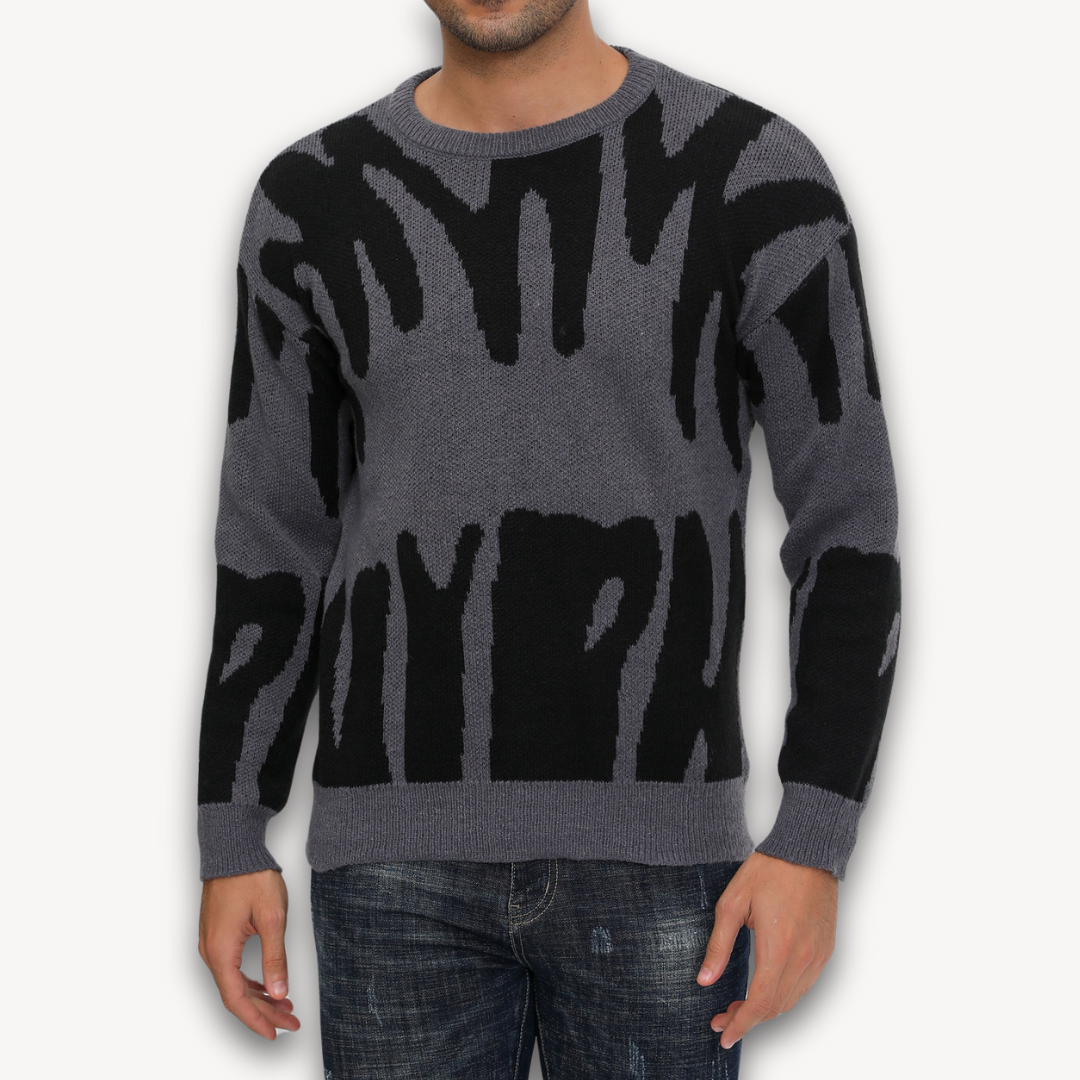 Loravelle | Herren-Strickpullover aus Wolle mit Grafik – Stylischer Rundhalsausschnitt 1