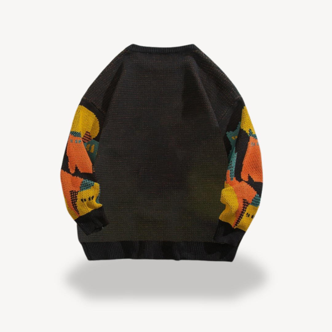 Loravelle | Herren-Strickpullover mit Katzenmotiv aus Baumwolle 3