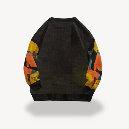 Loravelle | Herren-Strickpullover mit Katzenmotiv aus Baumwolle 3