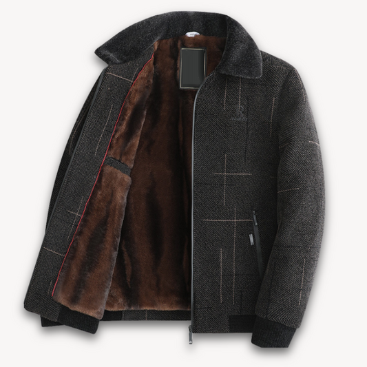 Loravelle | Herren-Winterjacke aus Wollmischung – Pelzgefütterte, warme Oberbekleidung 0