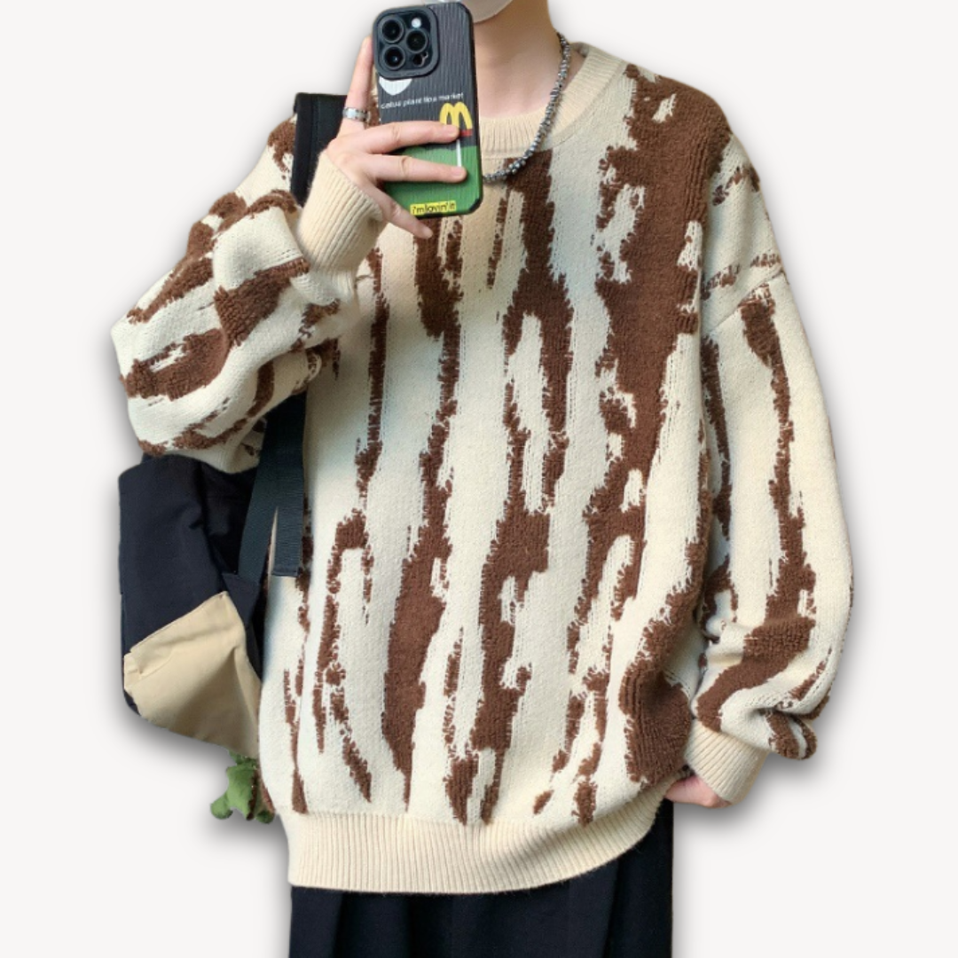 Loravelle | Herrenpullover aus Merinowolle – Abstraktes Muster, warmer Winterpullover, weicher und leichter Strick, Freizeitkleidung für Erwachsene 1