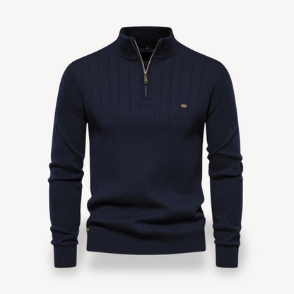 Loravelle | Herrenpullover aus gerippter Baumwolle mit Reißverschluss 1
