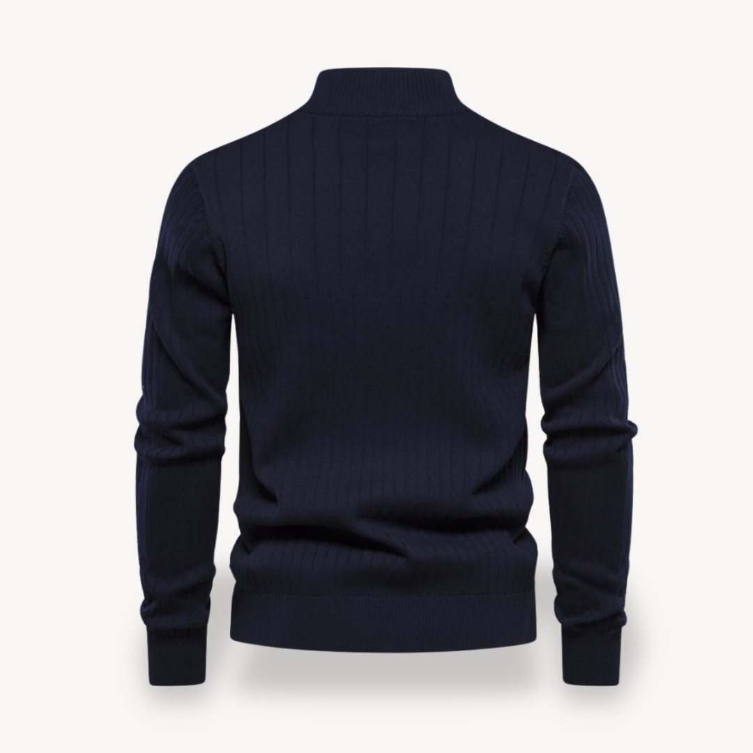 Loravelle | Herrenpullover aus gerippter Baumwolle mit Reißverschluss 2
