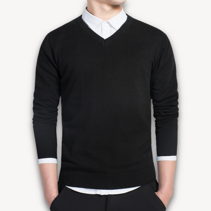 Loravelle | Herrenpullover mit V-Ausschnitt – Weiche Baumwollmischung – Slim Fit – Freizeit- und Abendgarderobe 0