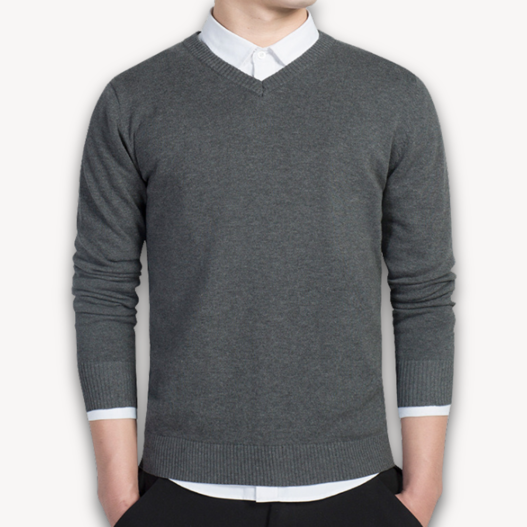Loravelle | Herrenpullover mit V-Ausschnitt – Weiche Baumwollmischung – Slim Fit – Freizeit- und Abendgarderobe 1