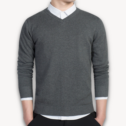 Loravelle | Herrenpullover mit V-Ausschnitt – Weiche Baumwollmischung – Slim Fit – Freizeit- und Abendgarderobe 1