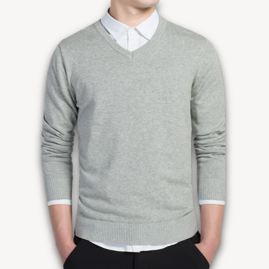 Loravelle | Herrenpullover mit V-Ausschnitt – Weiche Baumwollmischung – Slim Fit – Freizeit- und Abendgarderobe 2