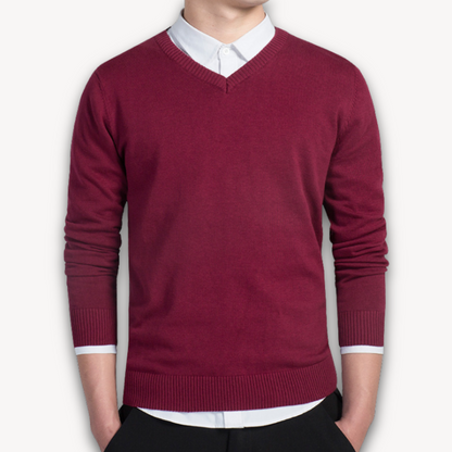 Loravelle | Herrenpullover mit V-Ausschnitt – Weiche Baumwollmischung – Slim Fit – Freizeit- und Abendgarderobe 3