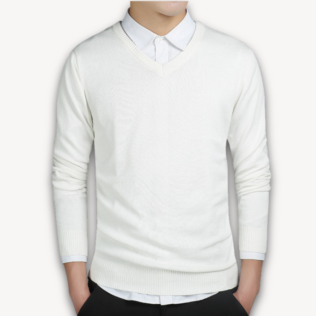 Loravelle | Herrenpullover mit V-Ausschnitt – Weiche Baumwollmischung – Slim Fit – Freizeit- und Abendgarderobe 4