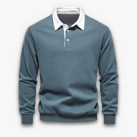 Loravelle | Langarm-Polopullover für Herren – 100 % Baumwolle – Freizeitkleidung 0